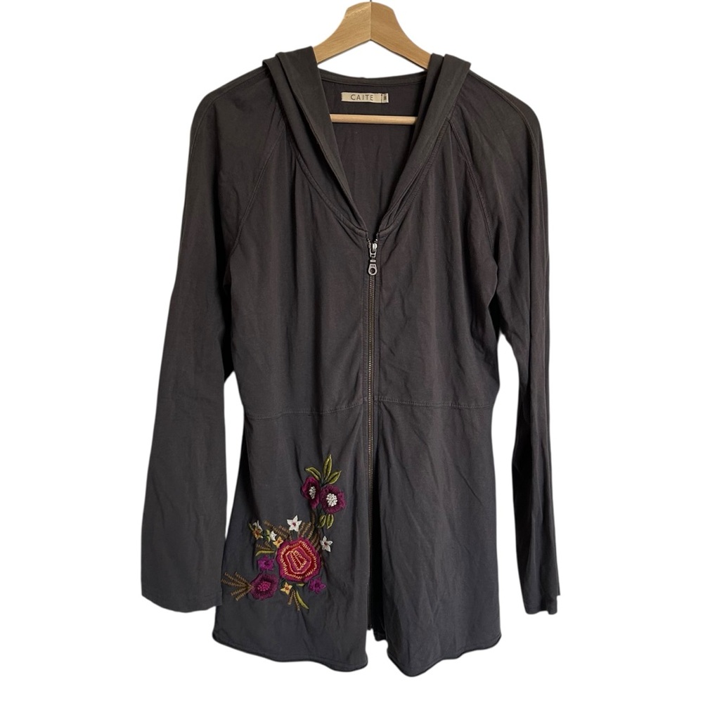 Caite x Athleta Zip up Embroidered Hooded Jacket size Medium